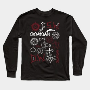 SPN Angel and Demon Sigils (white/red version) Long Sleeve T-Shirt